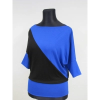 Bluzka Aga dwukolorowe kimono asymetryczne czarny/chaber